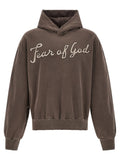 Fear Of God Graphic-Embroidered Cotton Hoodie — Taupe