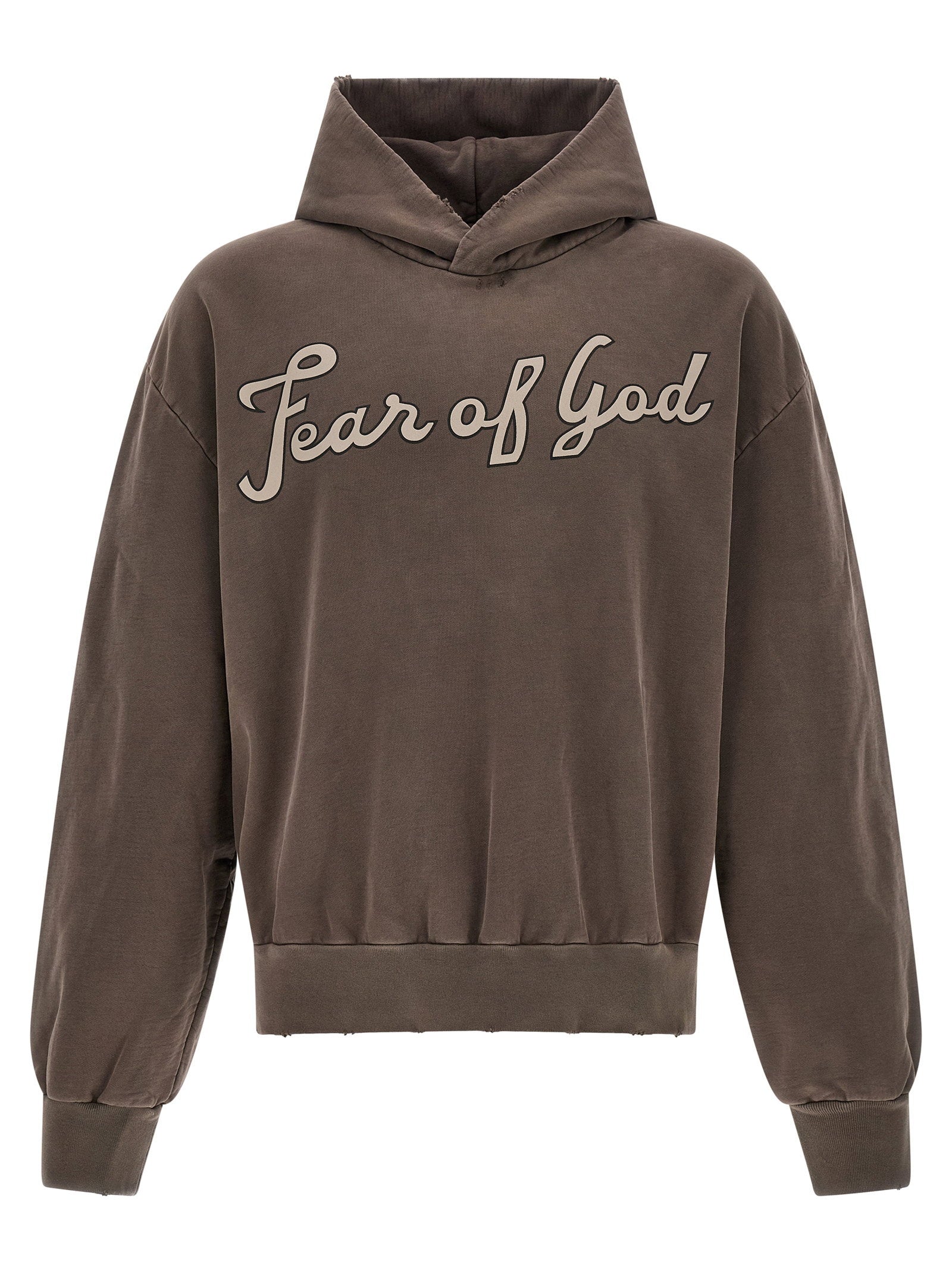 Fear Of God Graphic-Embroidered Cotton Hoodie — Taupe