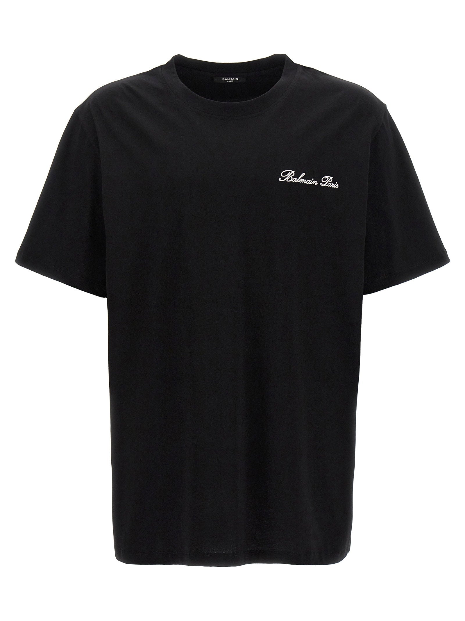 Balmain Logo-Embroidered T-shirt — Black