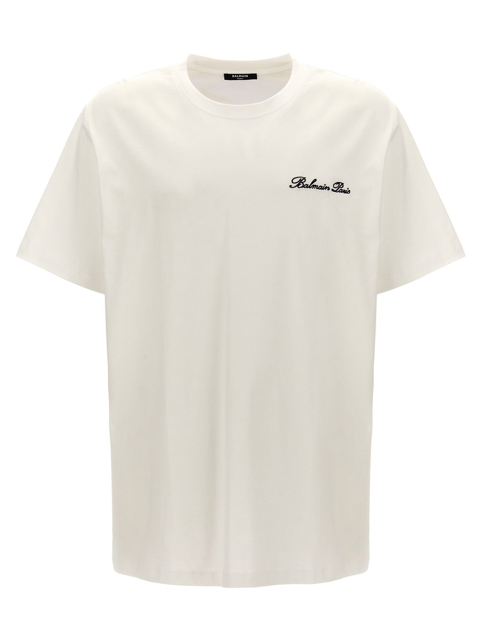 Balmain Logo-Embroidered T-Shirt — Cream