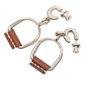 Silver Plated and Swift Leather Equestre Etrier Push Back Earrings
