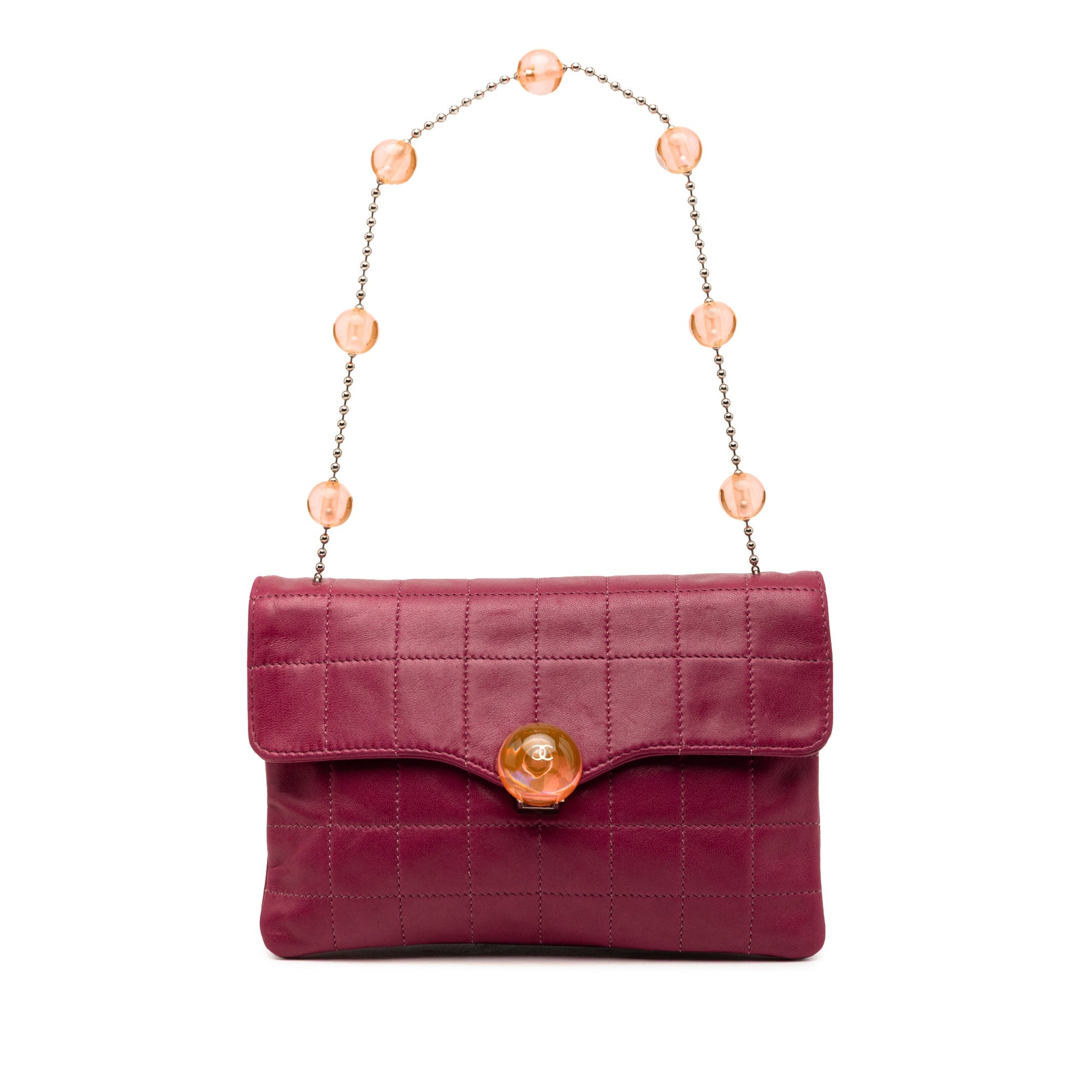 CC Choco Bar Lambskin Beaded Chain Flap
