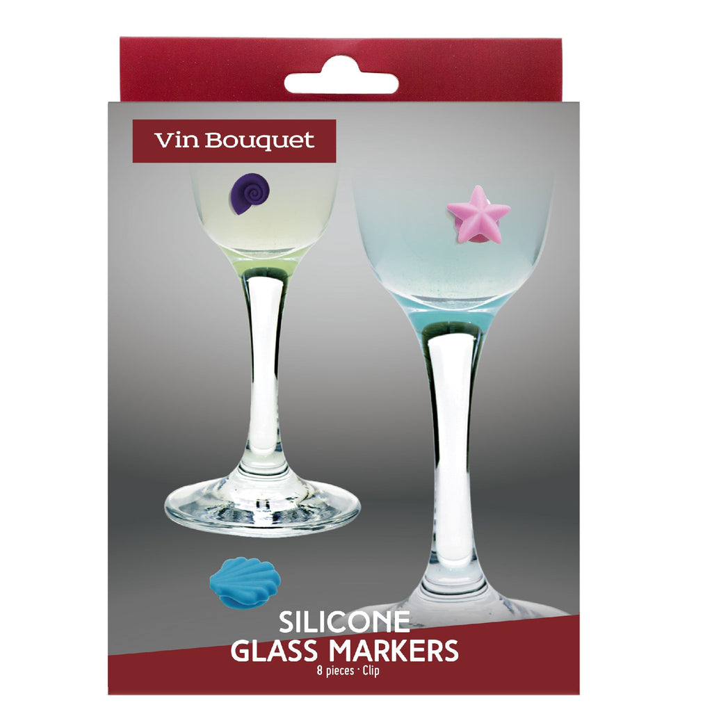 Set de 8 marcacopas de silicona surtidos