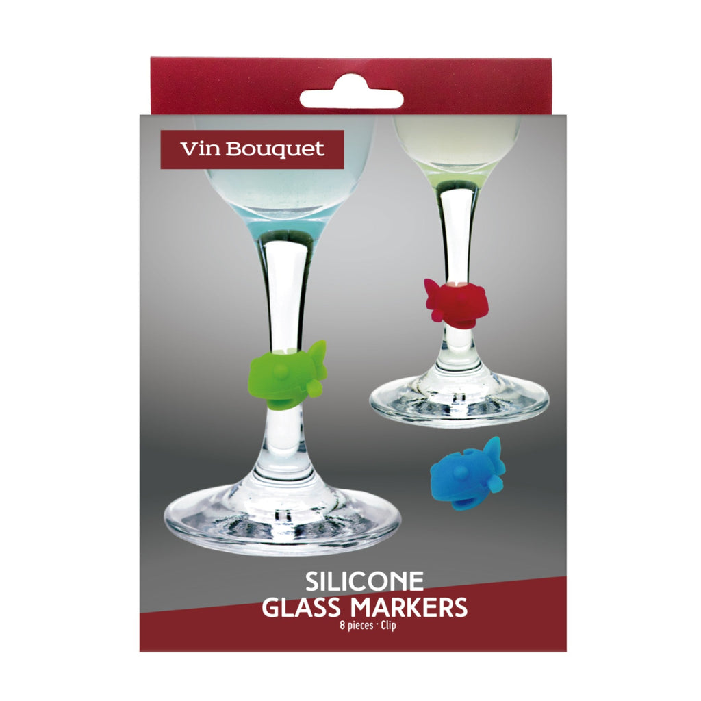 Set de 8 marcacopas de silicona surtidos