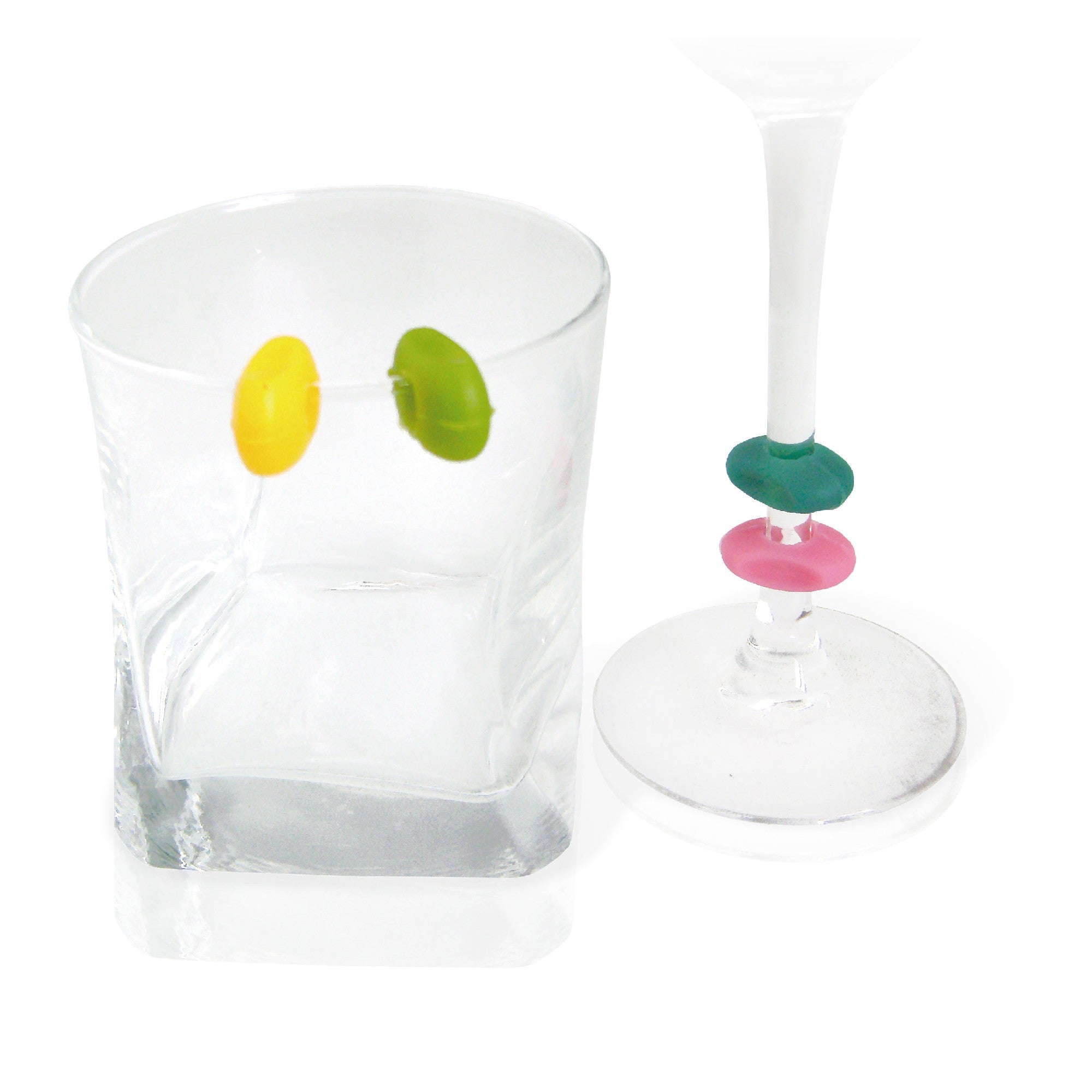 Set de 12 marcacopas de silicona multicolor con clip