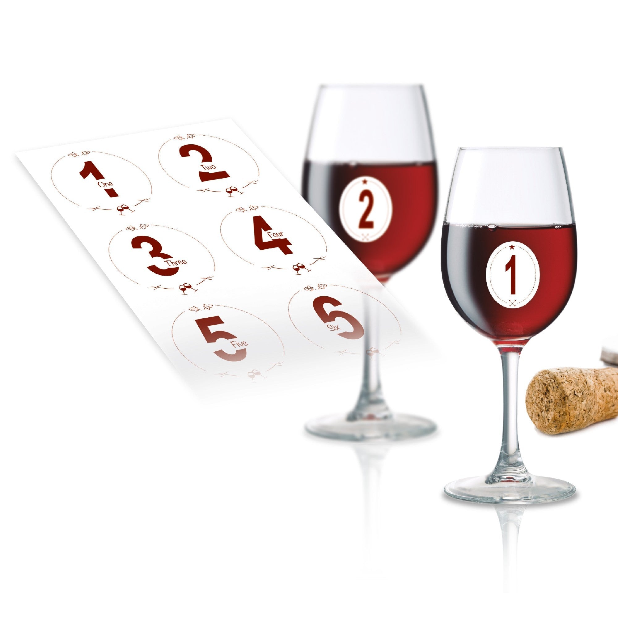 Adhesivos para copas numerados reutilizables