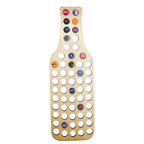 Botella Colector de Chapas en Madera