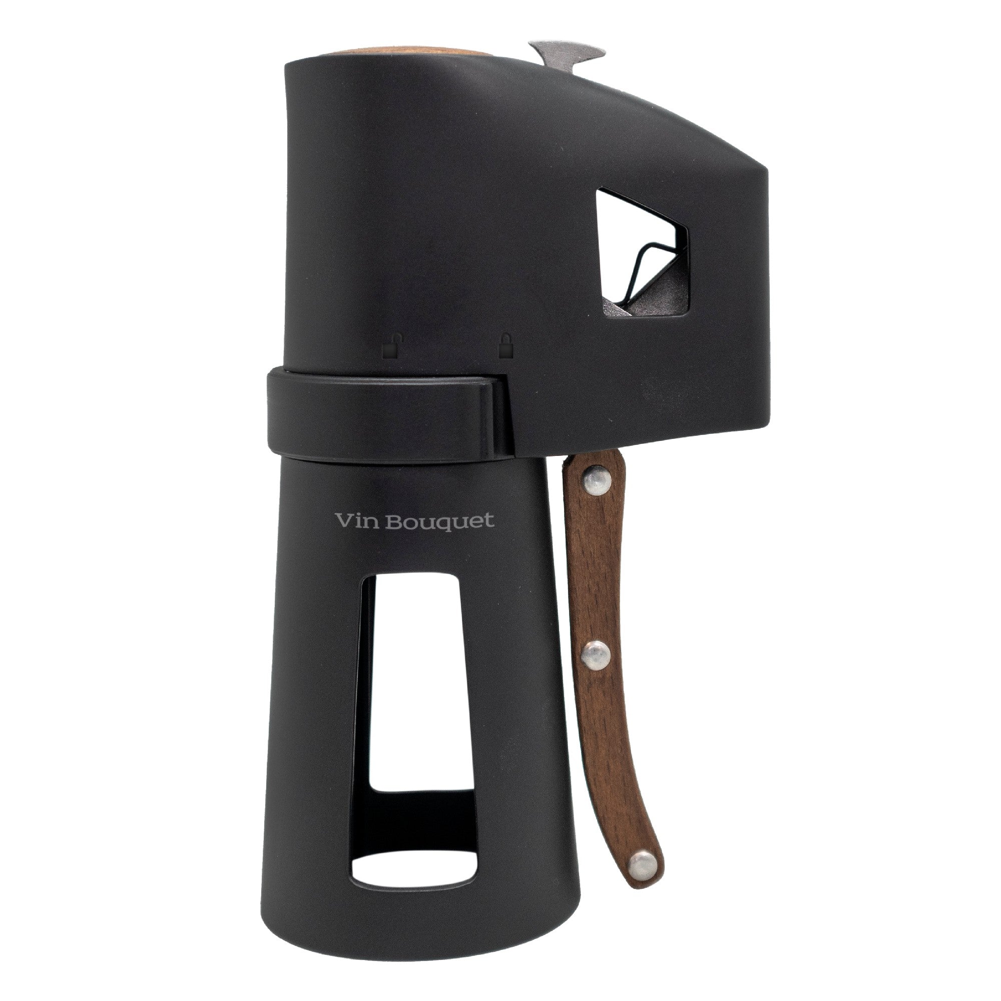 Abridor de champán con mango de madera ergonómico