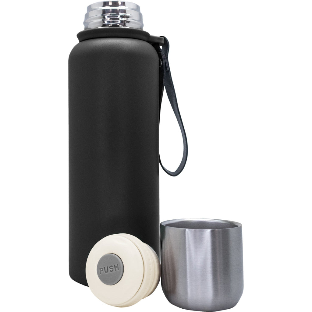 Termo acero inoxidable con vaso y tapón click