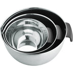 Set de 3 bowls de acero inoxidable con asas y base antideslizante
