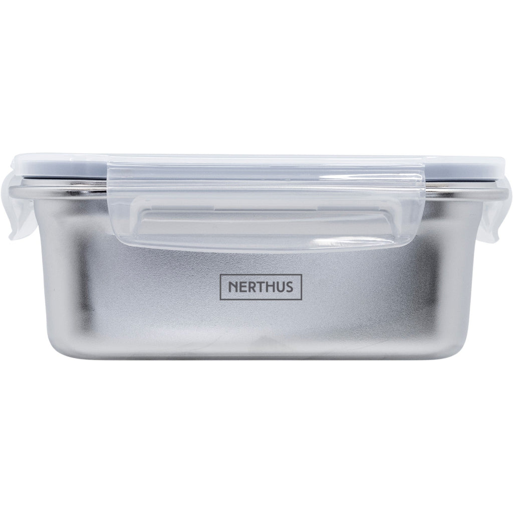 Recipiente Hermético de Acero Inoxidable Apto para Microondas - Rectangular