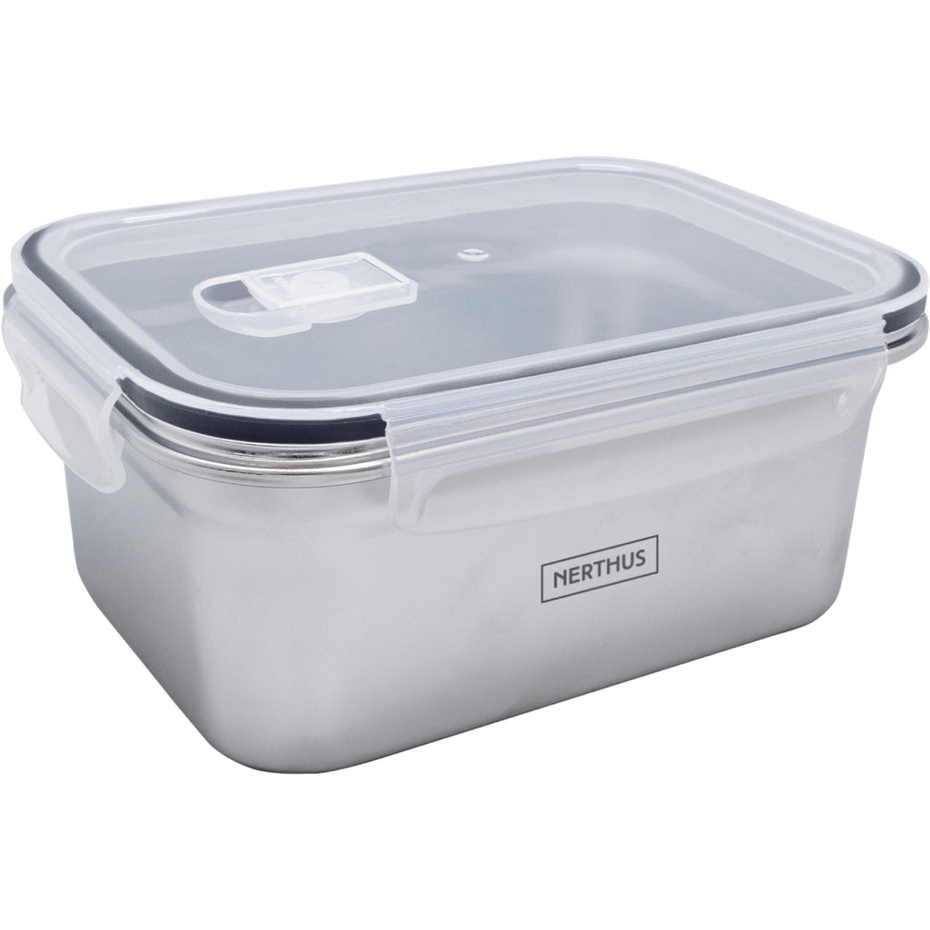 Recipiente Hermético de Acero Inoxidable Apto para Microondas - Rectangular