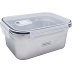 Recipiente Hermético de Acero Inoxidable Apto para Microondas - Rectangular
