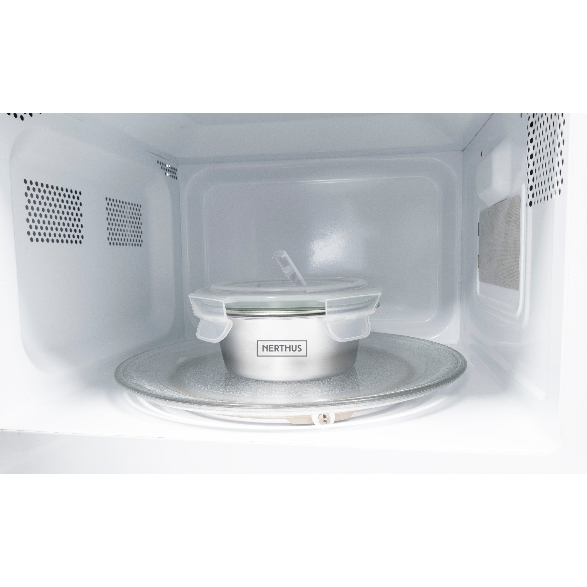 Recipiente Hermético de Acero Inoxidable Apto para Microondas - Redondo