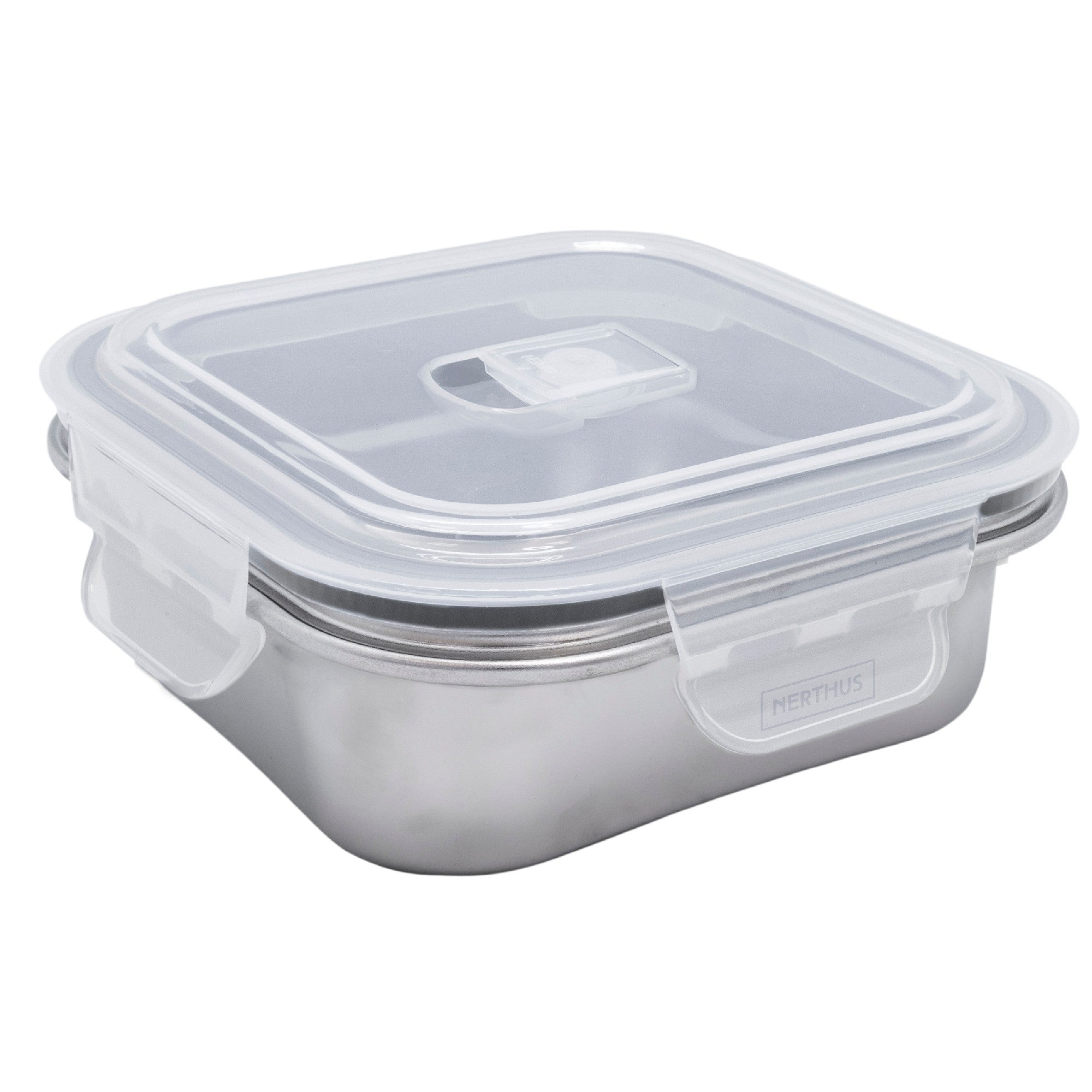 Recipiente Hermético de Acero Inoxidable Apto para Microondas - Cuadrado