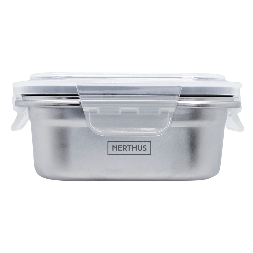 Recipiente Hermético de Acero Inoxidable Apto para Microondas - Cuadrado