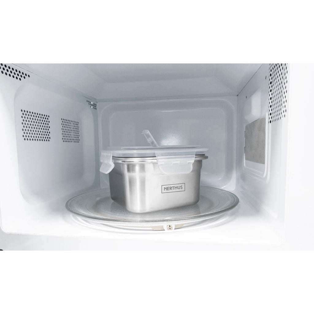 Recipiente Hermético de Acero Inoxidable Apto para Microondas - Cuadrado