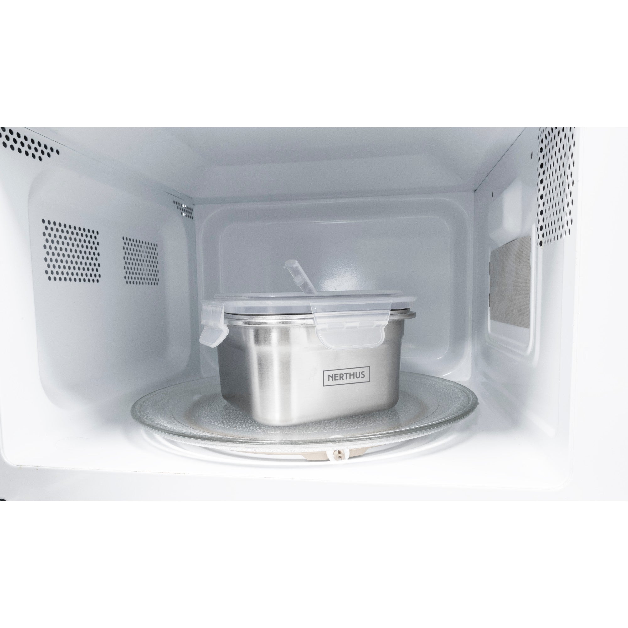 Recipiente Hermético de Acero Inoxidable Apto para Microondas - Cuadrado