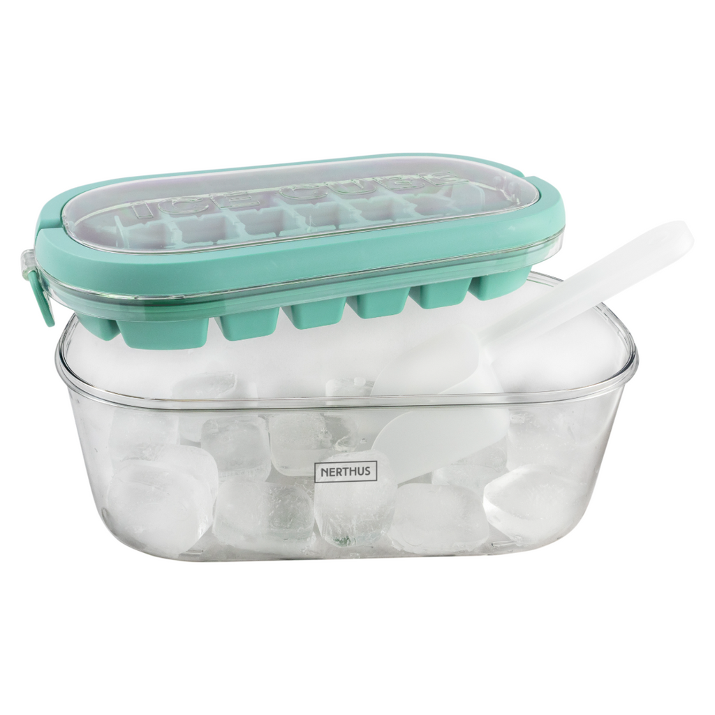 Cubitera con Asas, Bandeja para 28 Cubitos y Cuchara