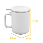 Taza de Té Cerámica con Filtro Infusor Inox y Tapa de Bambú