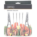 Set de utensilios para marisco con tenazas y pinchos