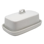 Mantequera de porcelana blanca con tapa