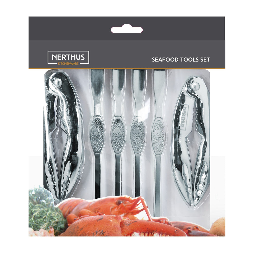 Set de utensilios para marisco con tenazas y pinchos