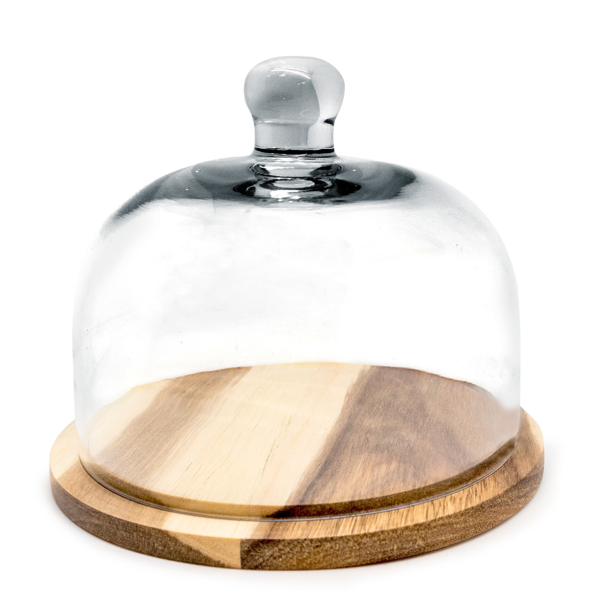 Formaggera con base in legno e coperchio in vetro