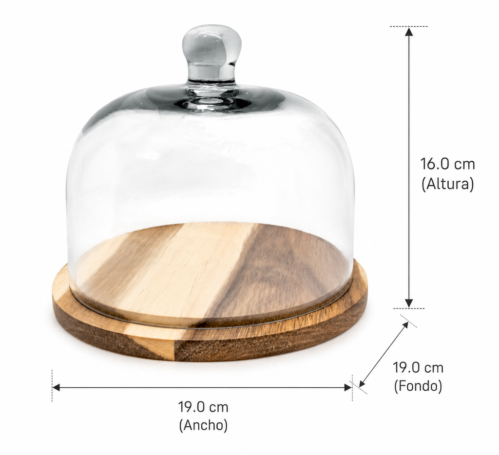 Formaggera con base in legno e coperchio in vetro