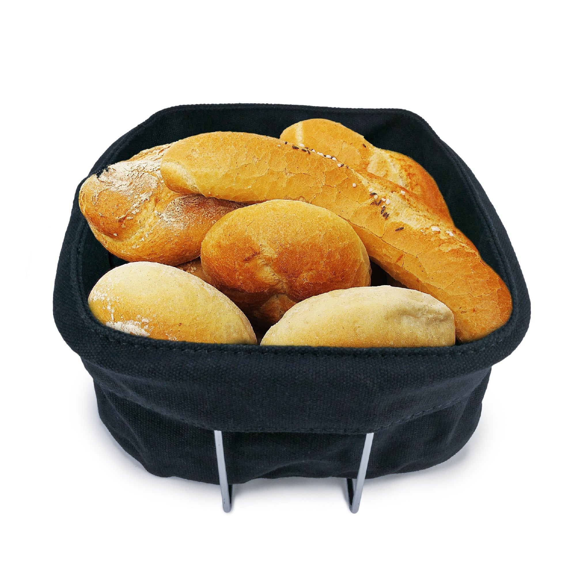 Cesta para pan con bolsa de algodón y soporte metálico