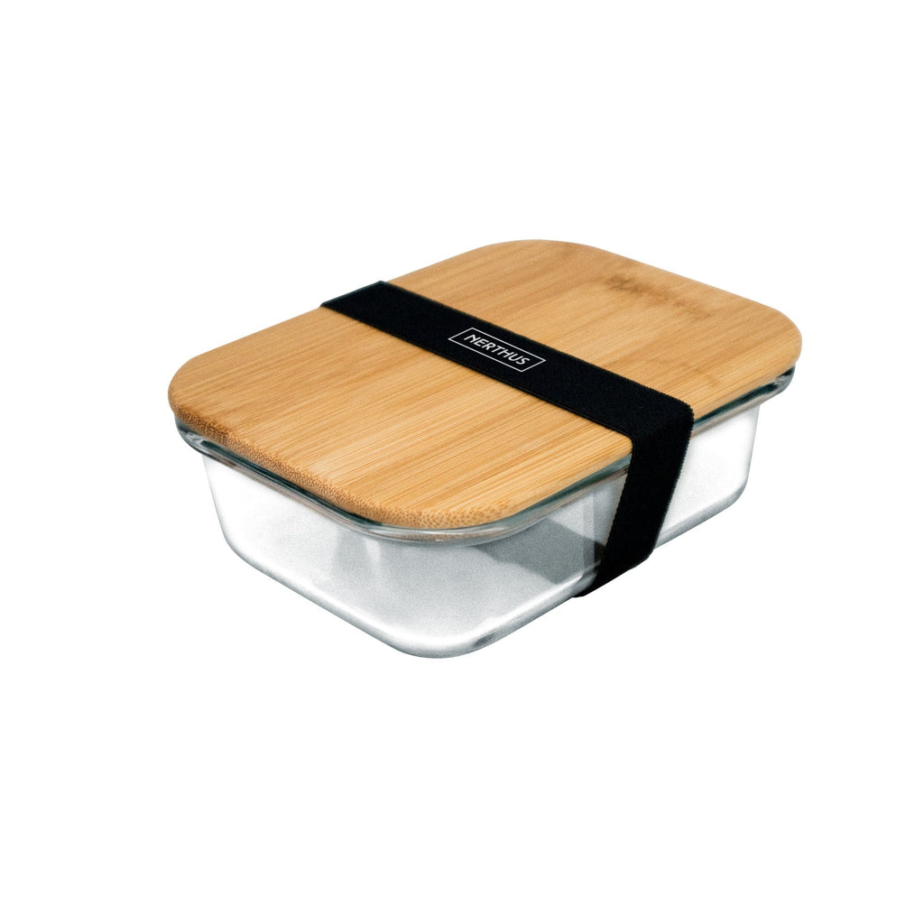 Recipiente Hermético de Cristal con Tapa de Bambú