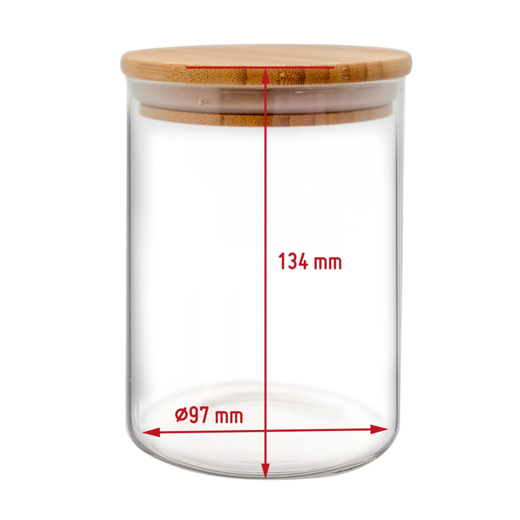 Tarro Hermético de Cristal Redondo con Tapa de Bambú