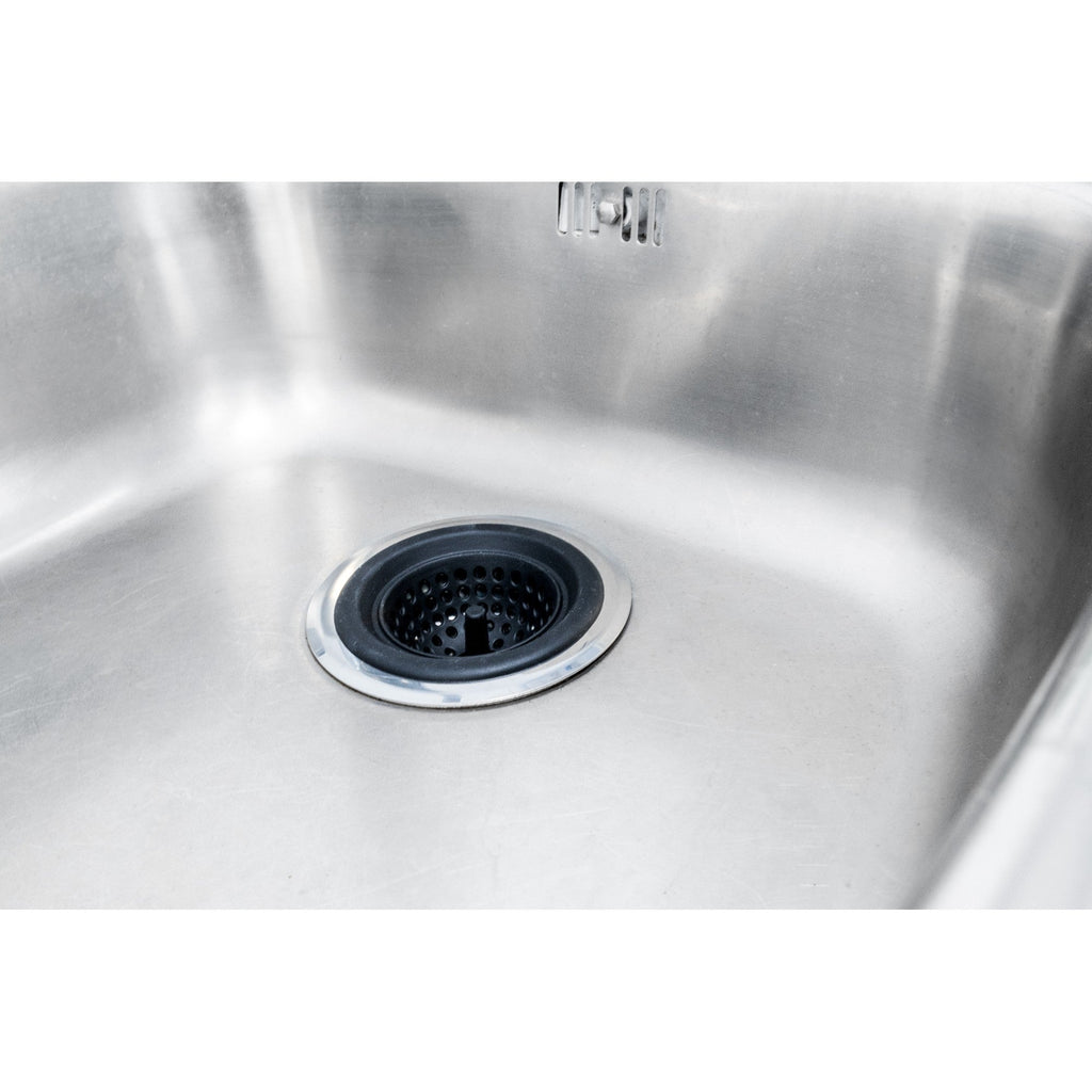 Colador de fregadero en acero inoxidable y silicona