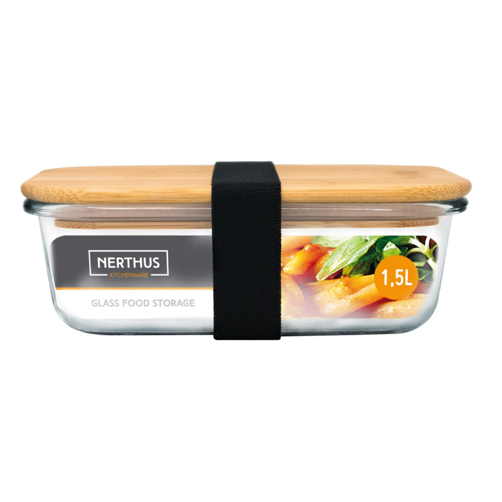 Recipiente Hermético de Cristal con Tapa de Bambú