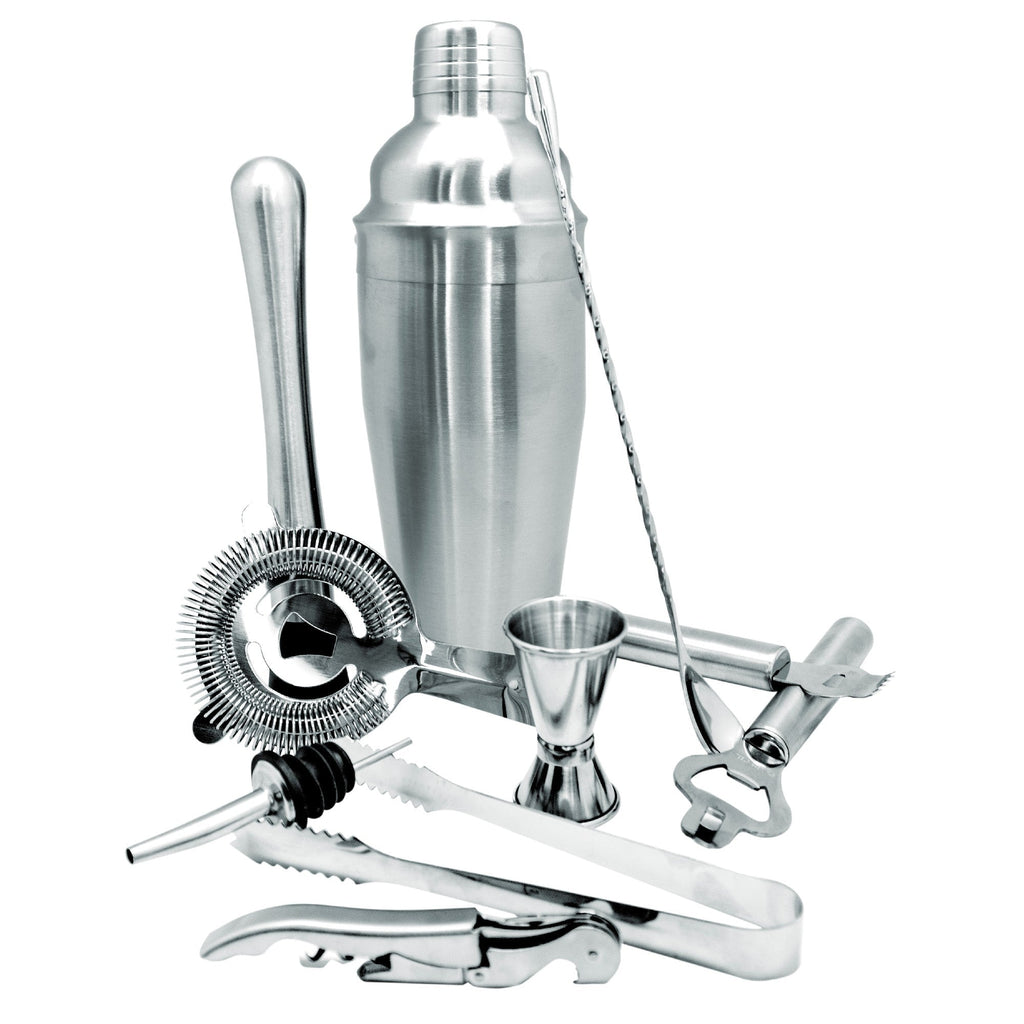 Set de coctelería con base de bambú inox