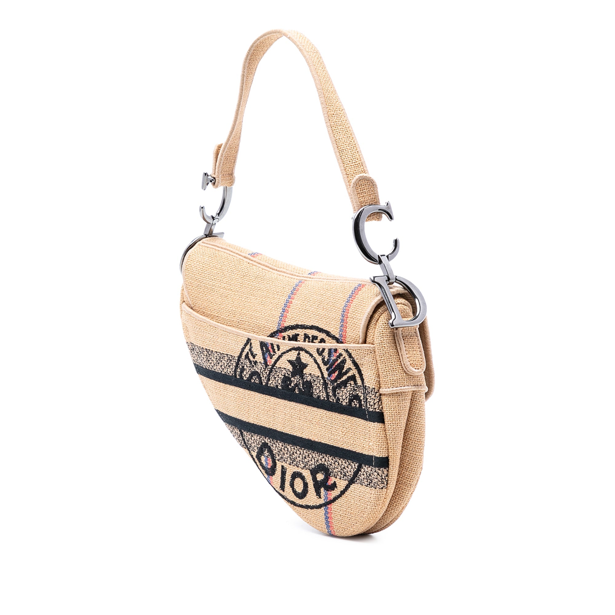 Mini Embroidered Jute Canvas Union Saddle Bag