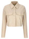 Fendi Wool-Cotton Tailored Crop Jacket — Cream