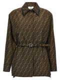 Fendi FF Logo Jacquard Jacket — Brown