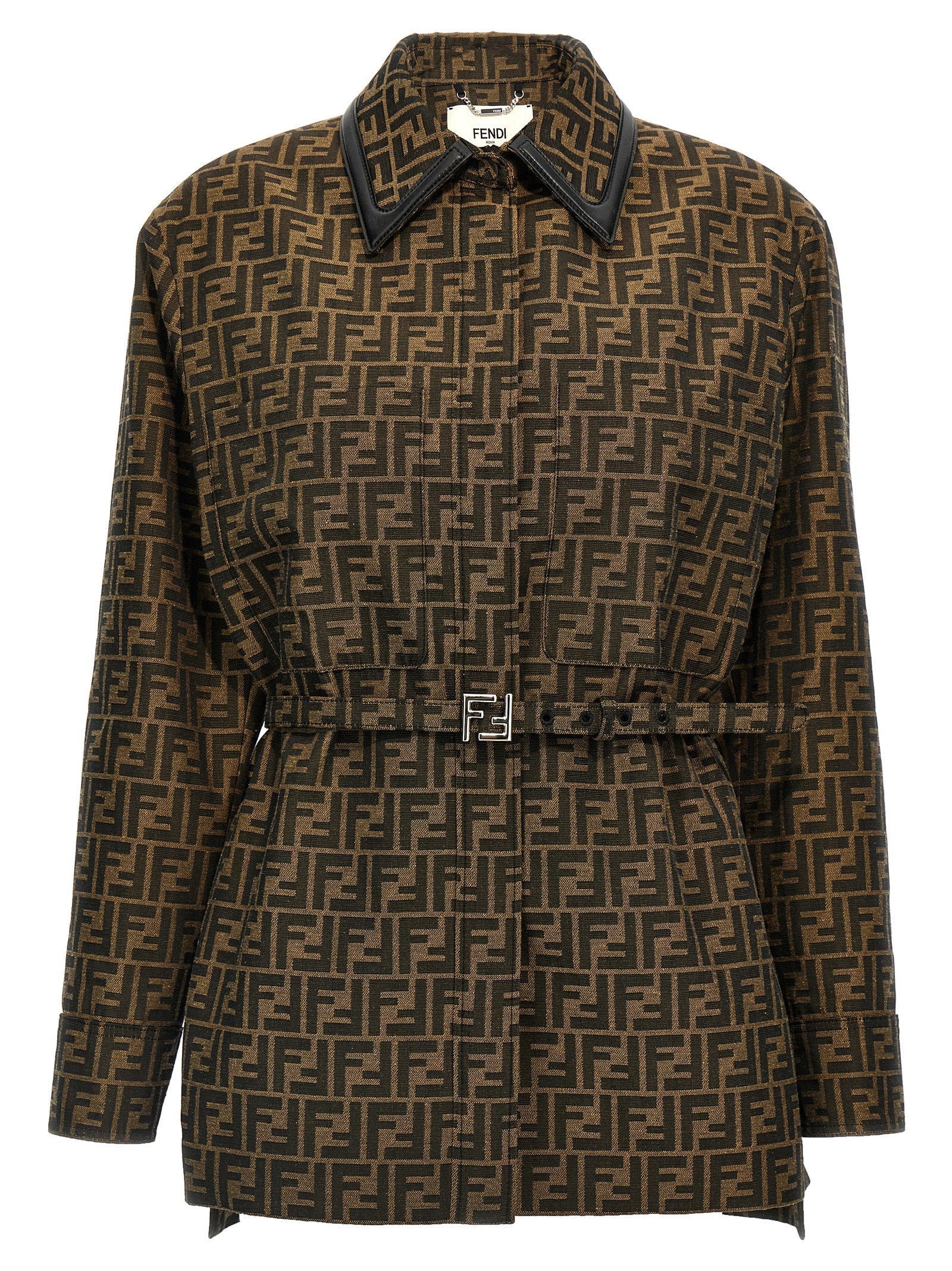 Fendi FF Logo Jacquard Jacket — Brown