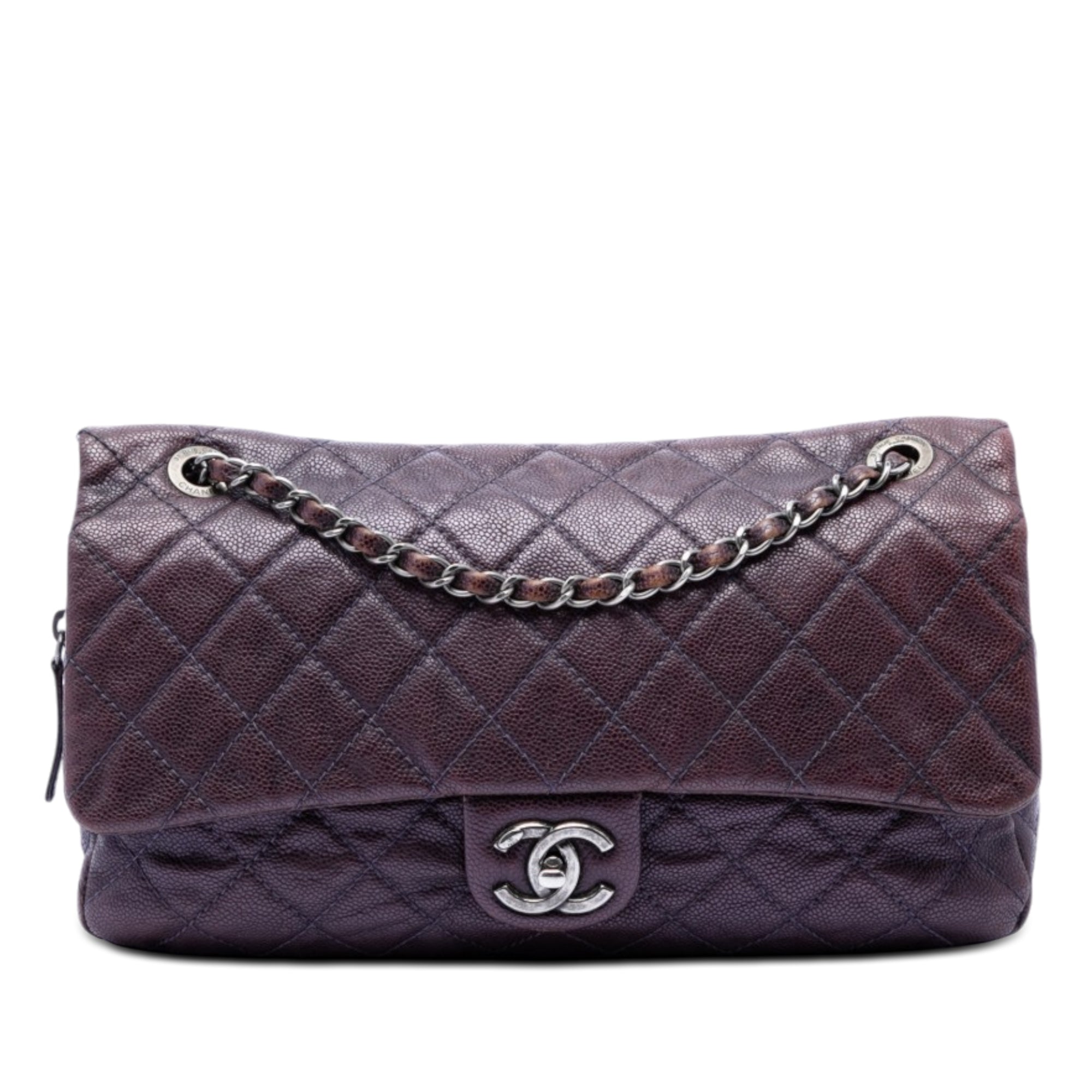 Jumbo Quilted Iridescent Caviar Easy Flap