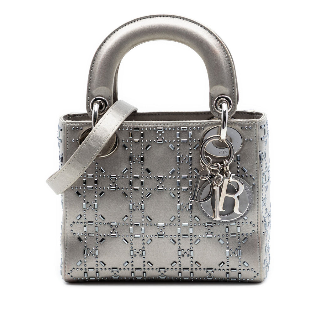 Mini Satin Cannage Crystal Embellished Lady Dior