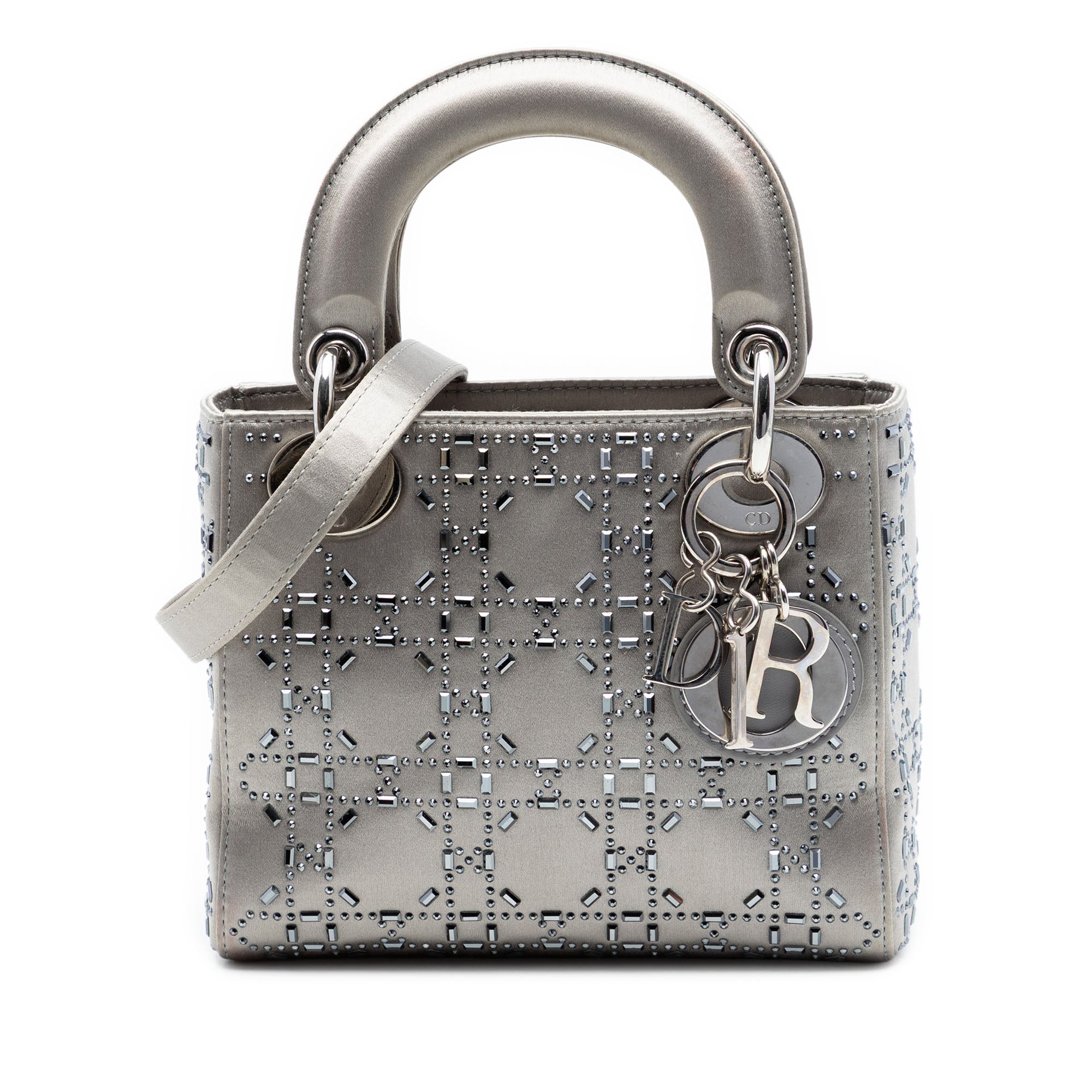 Mini Satin Cannage Crystal Embellished Lady Dior