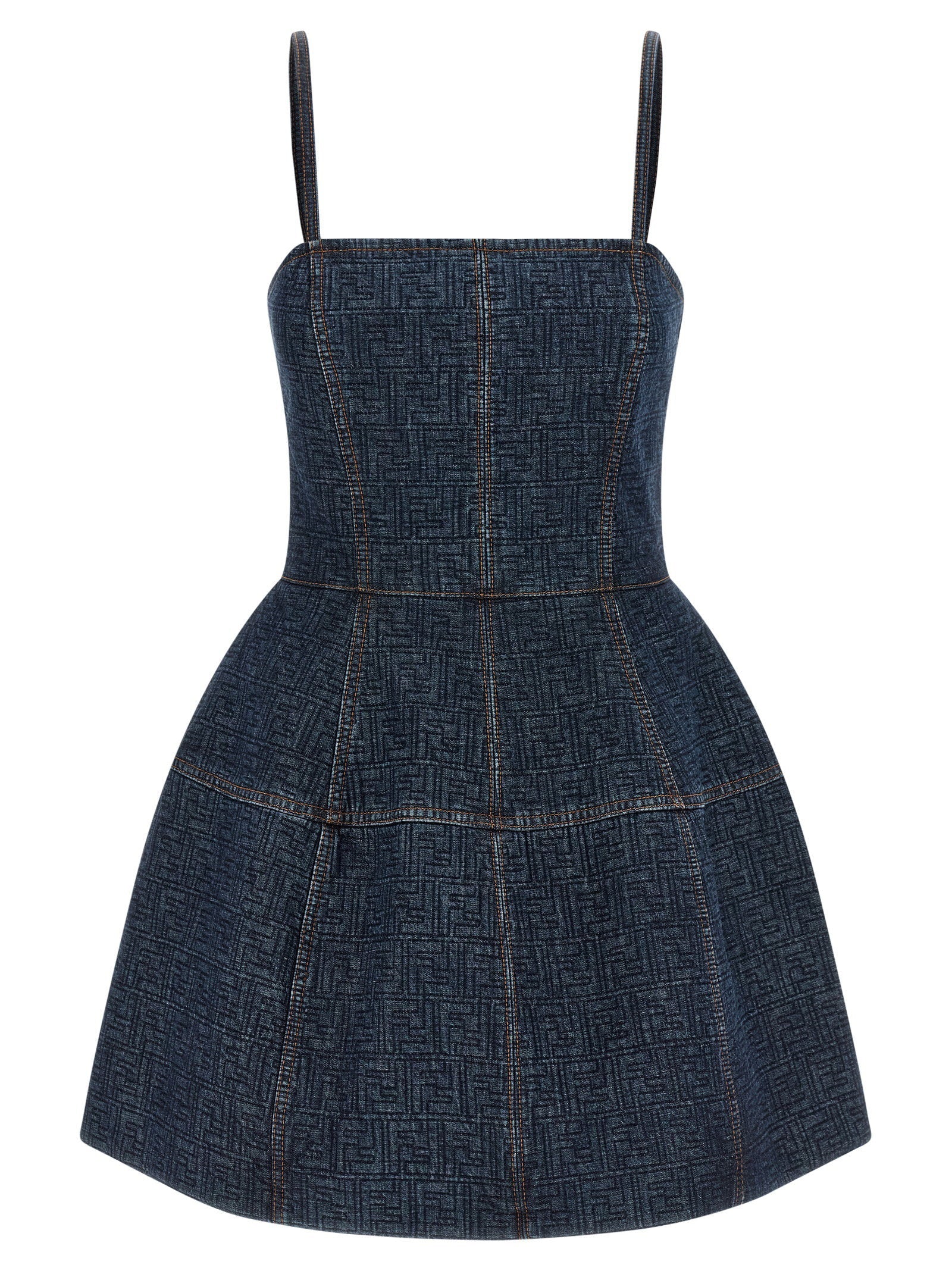 Fendi FF Jacquard Denim Dress — Dark blue