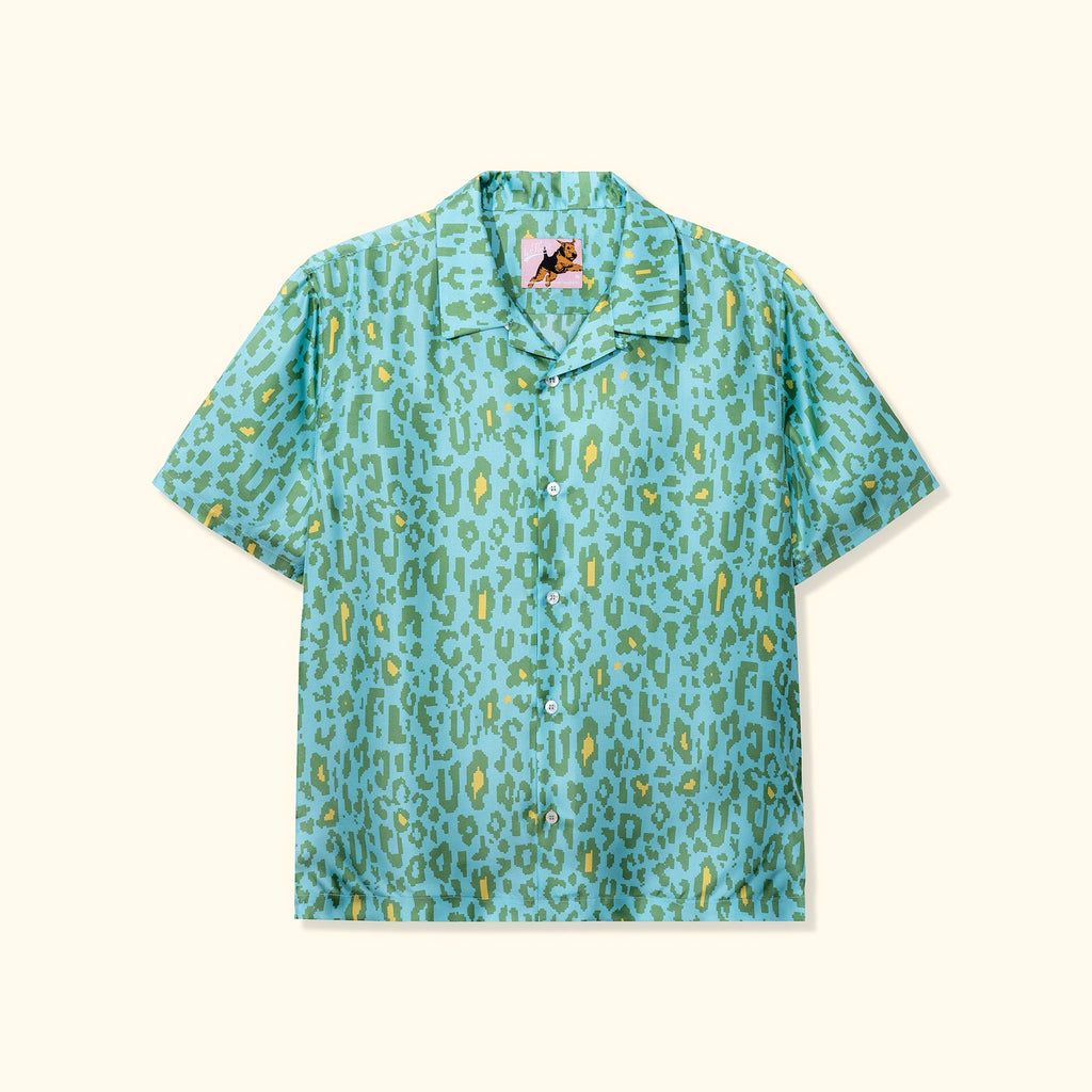 Fleur Camo Silk Button-Up Blue