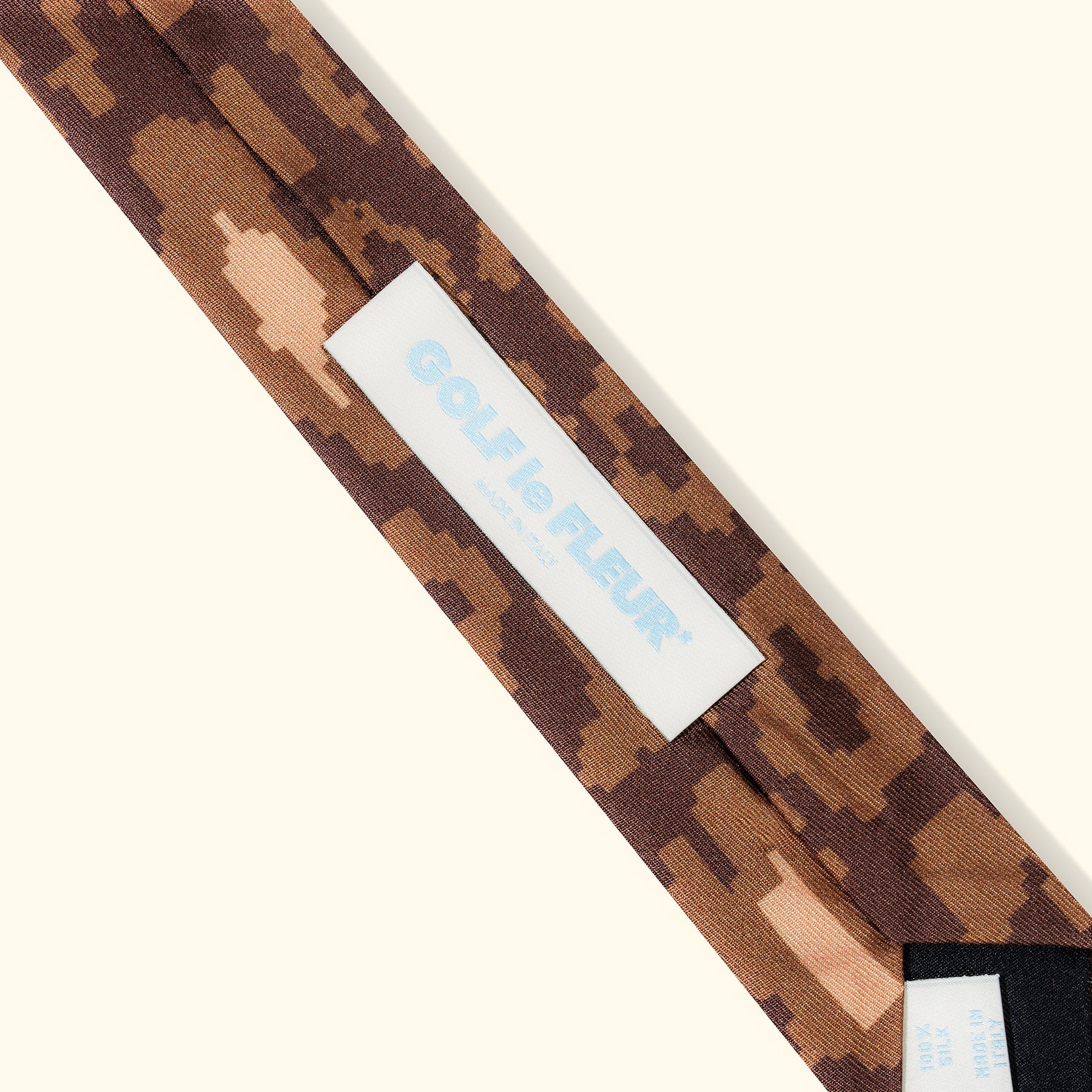 Fleur Camo Wide Silk Tie Brown