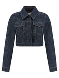 Fendi Padded FF Jacquard Denim Jacket — Navy