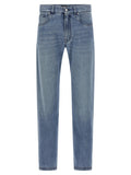 Fendi Stonewashed Straight-Leg Denim Jeans — Blue