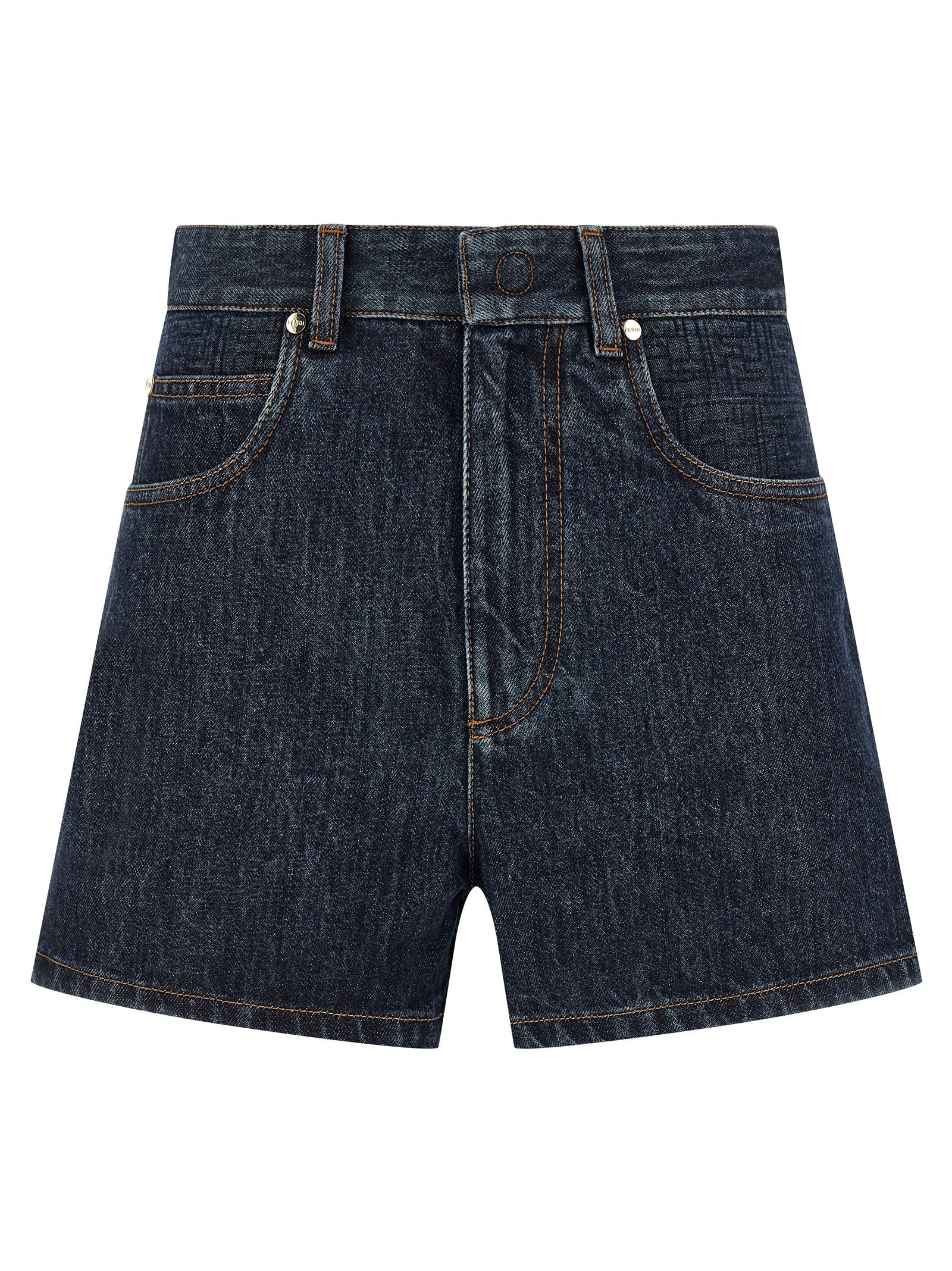 Fendi Padded Denim Denim Shorts — Indigo