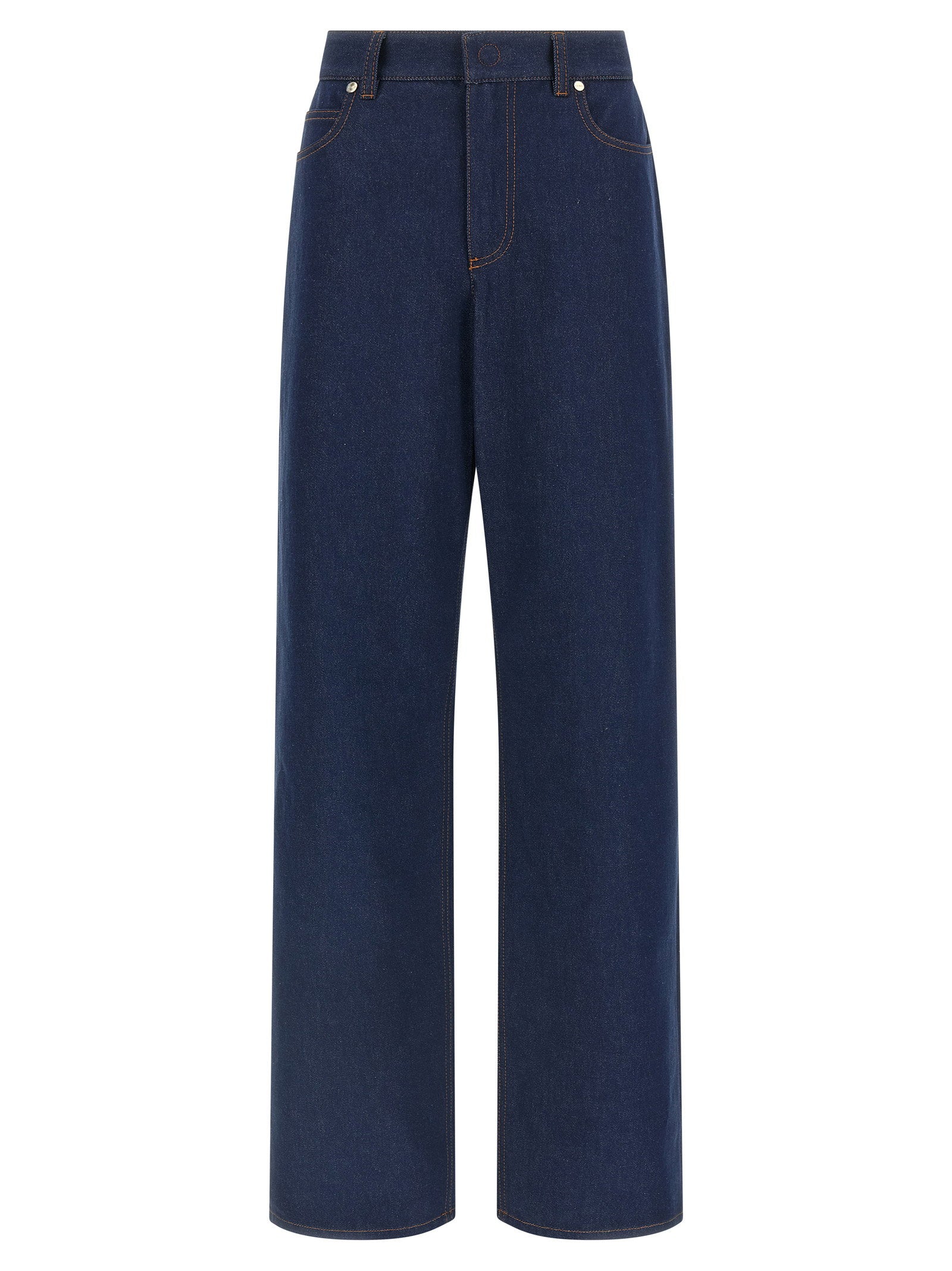 Fendi FF Reverse Cotton Denim Jeans — Navy