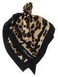 Dolce & Gabbana Leopard-Print Silk Scarf — Beige